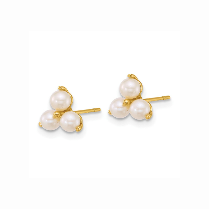 14K Trio Freshwater Pearl Studs
