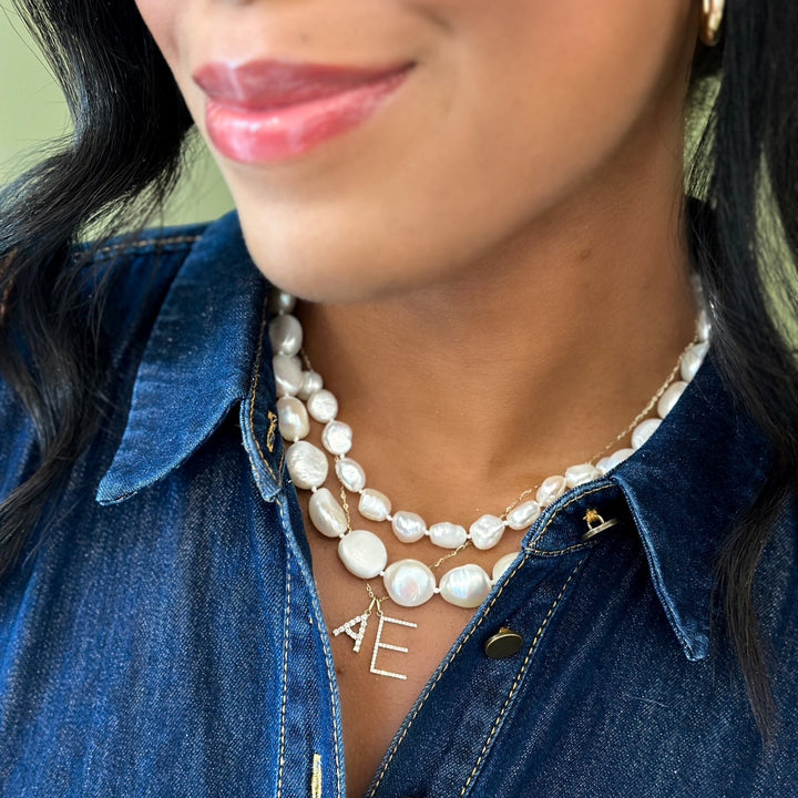 14K Diamond Initial Pendant