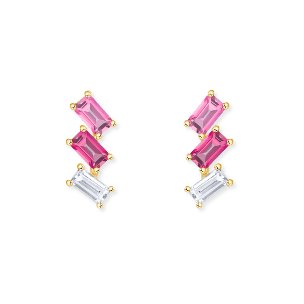 Pink Ombre Baguette Studs