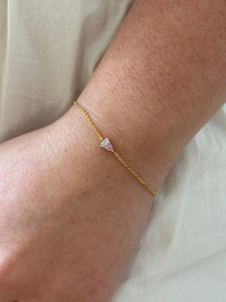 Pink Teardrop &amp; Baguette Bracelet