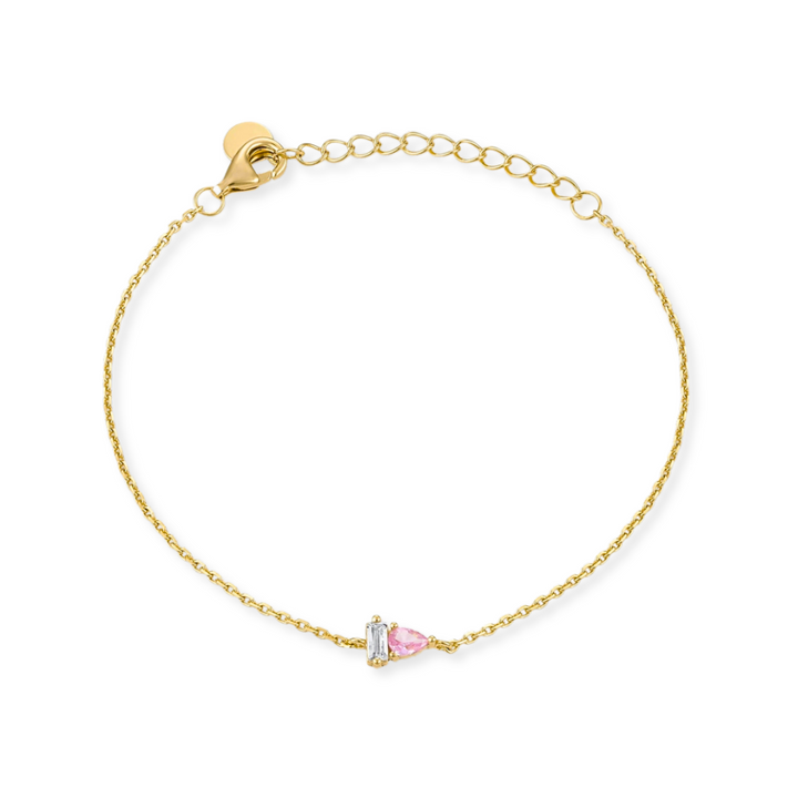 Pink Teardrop &amp; Baguette Bracelet