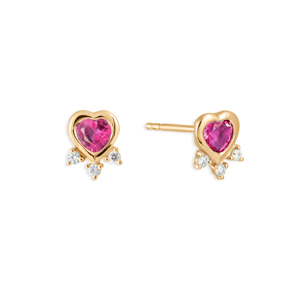 Bezel Heart Burst Studs