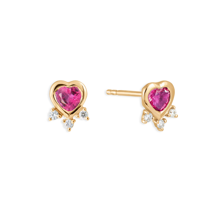Bezel Heart Burst Studs