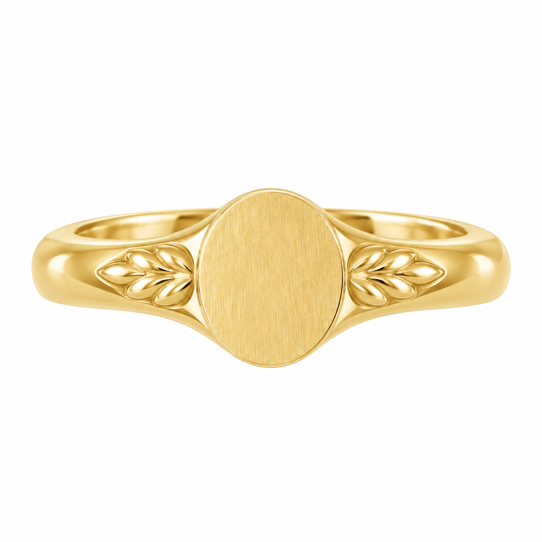 14K Engravable Wheat Pattern Signet Ring