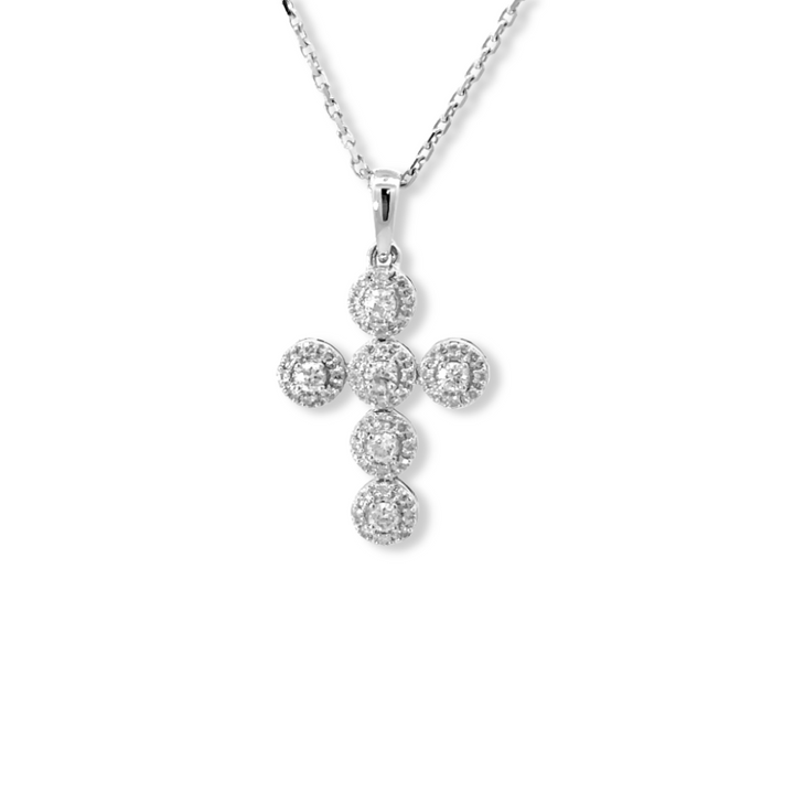 14KW 1/4 CTW Natural Diamond Pave Cross Pendant