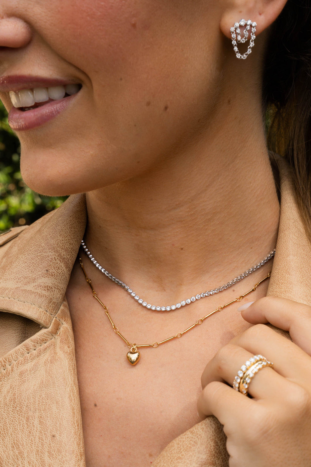 Puff Heart Chain Link Necklace