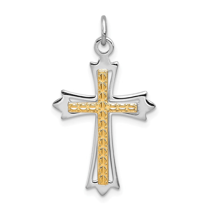 Two-Tone Fleur De Lis Cross Pendant