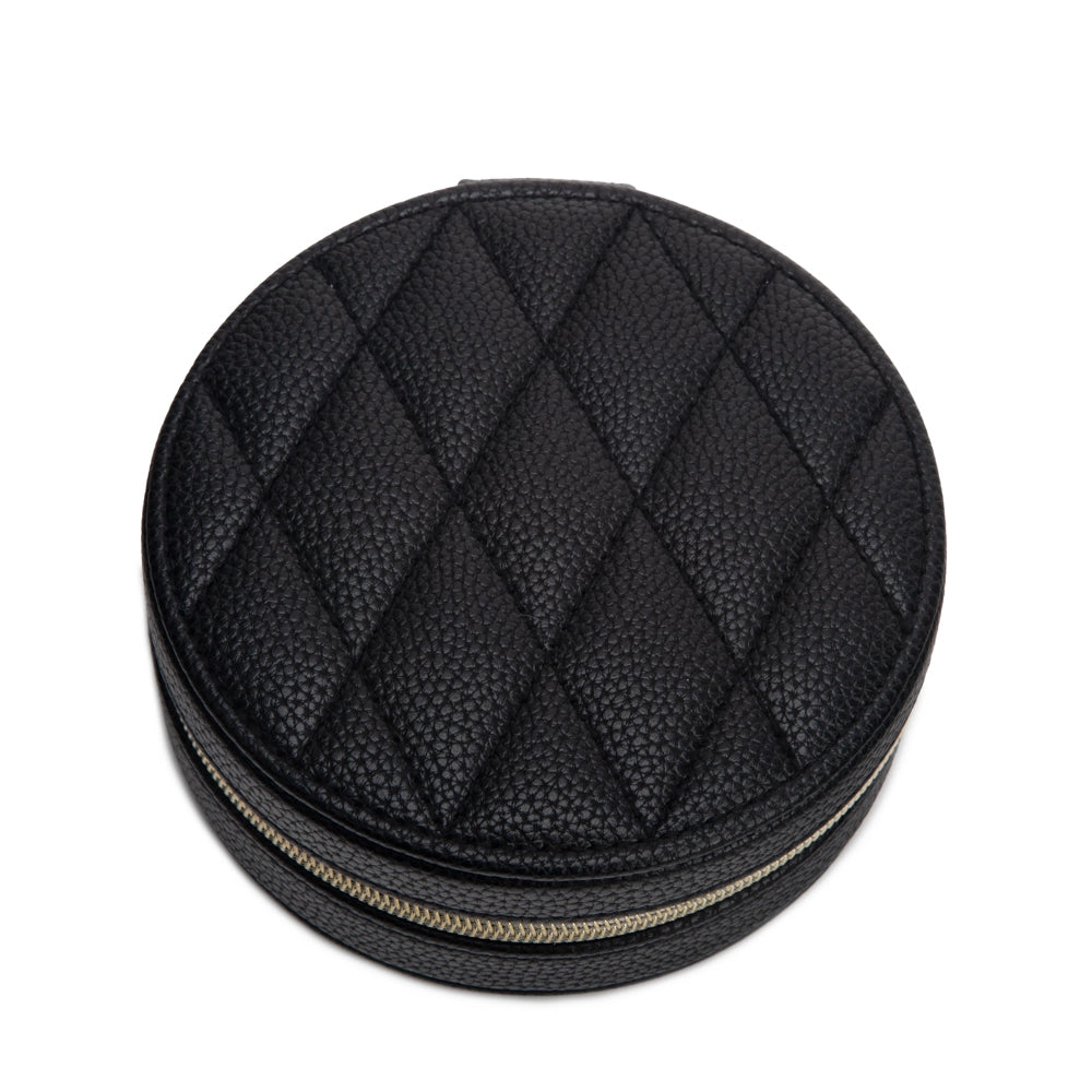 Quilted Round Travel Jewelry Case