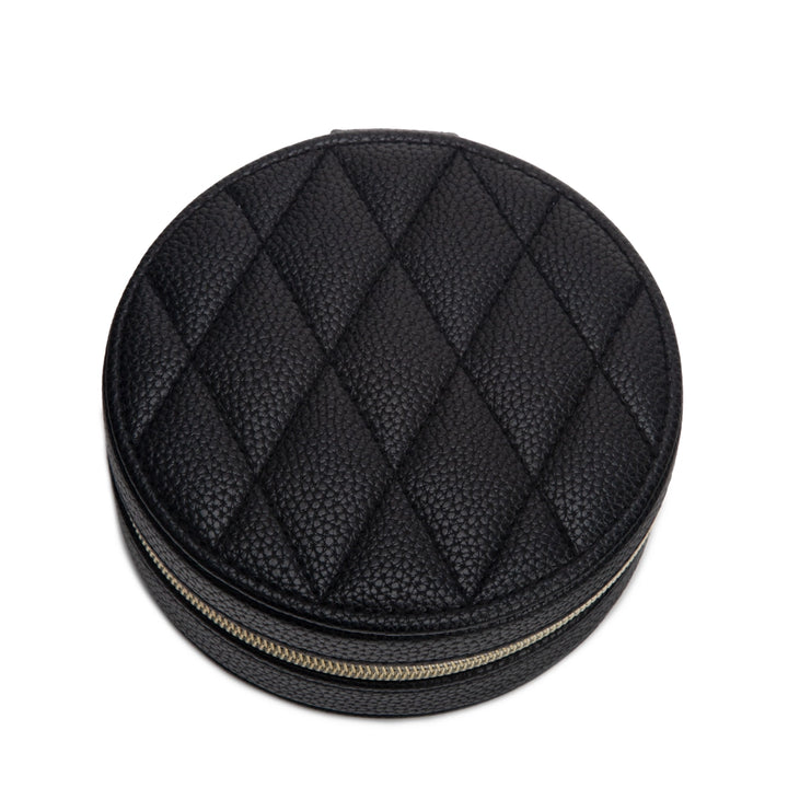 Quilted Round Travel Jewelry Case