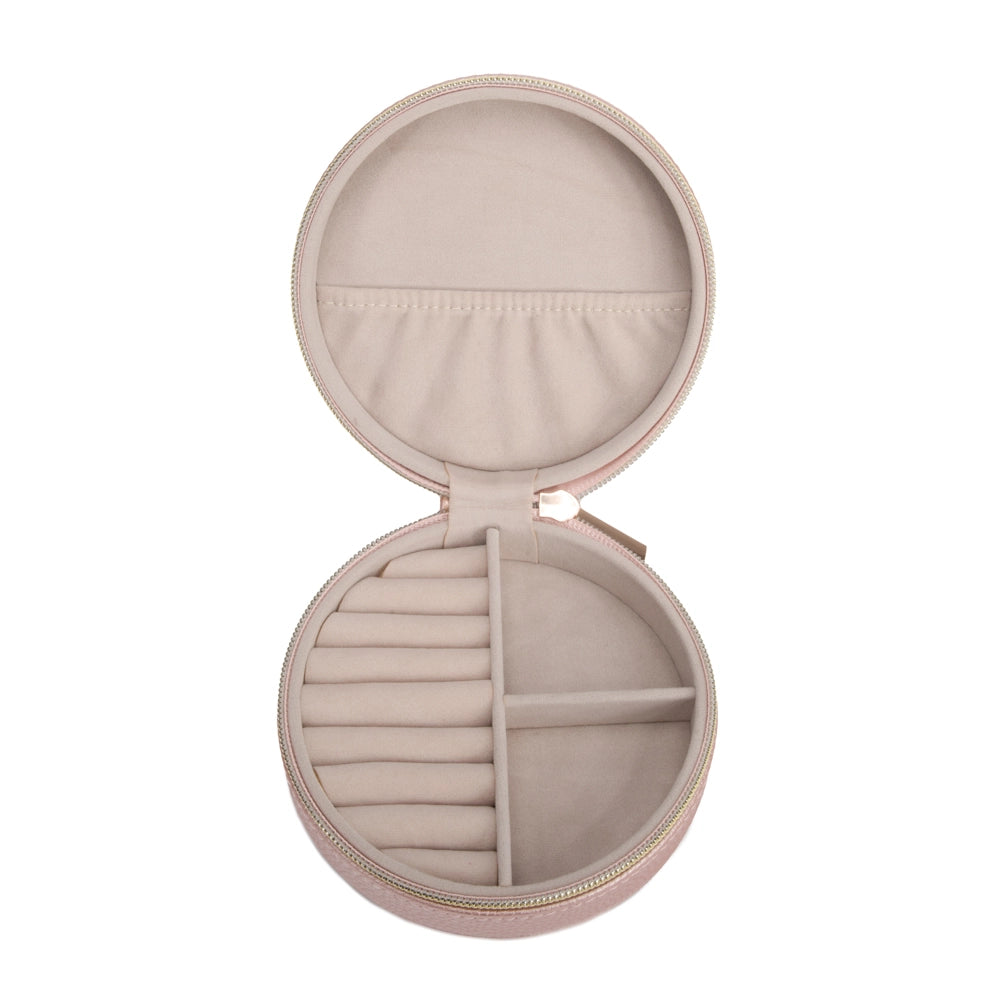 Quilted Round Travel Jewelry Case