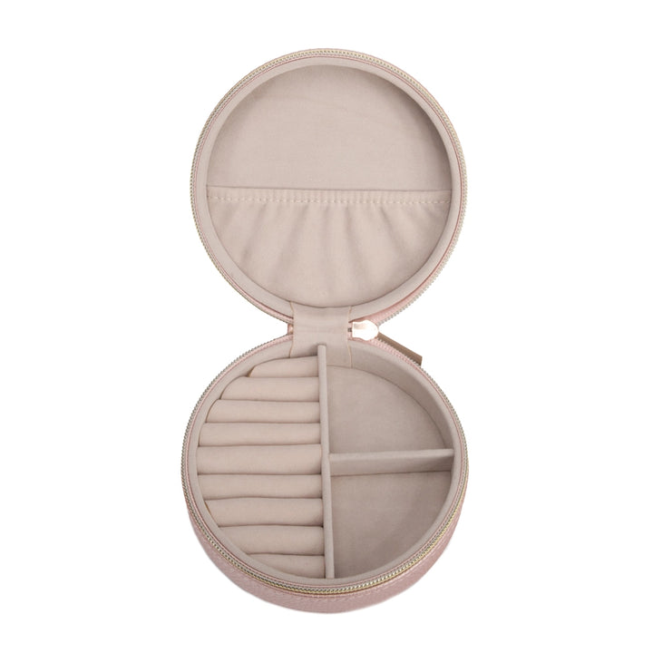 Quilted Round Travel Jewelry Case