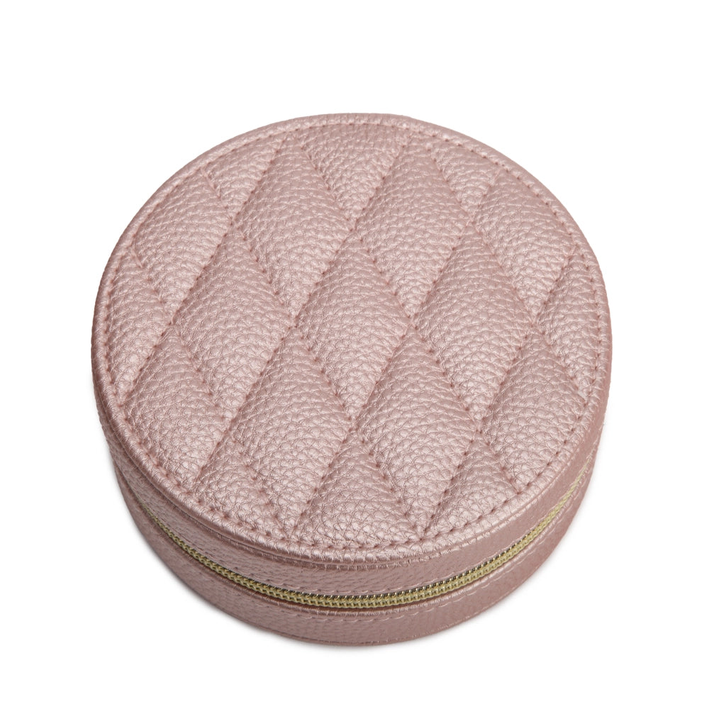Quilted Round Travel Jewelry Case