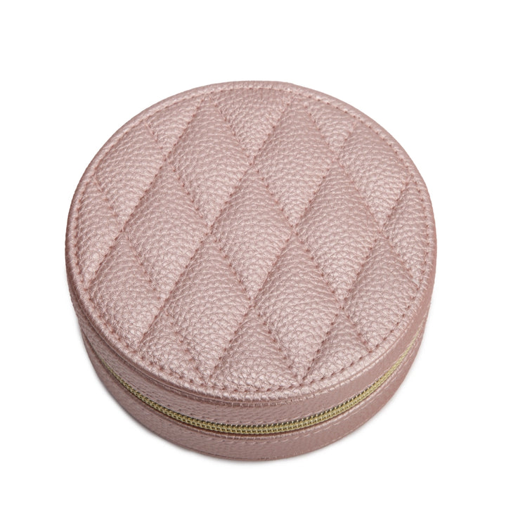 Quilted Round Travel Jewelry Case