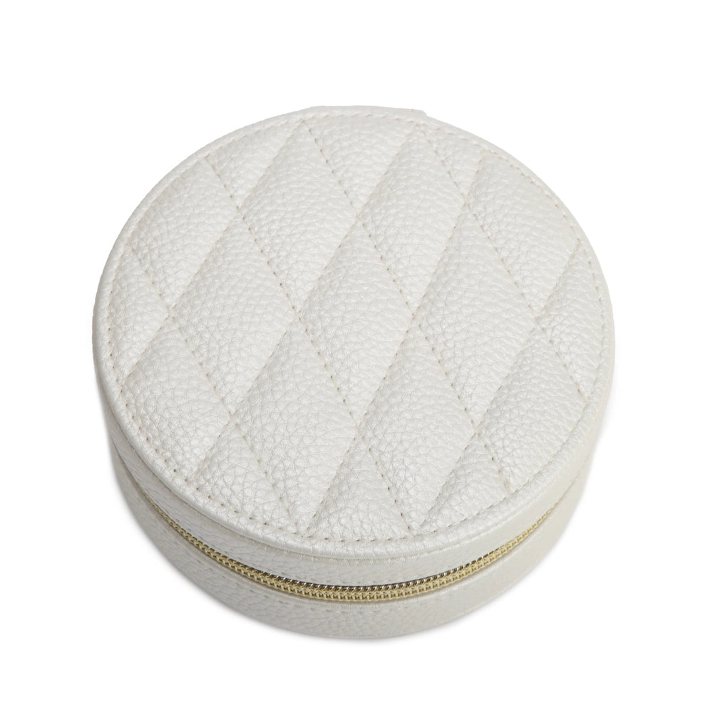 Quilted Round Travel Jewelry Case