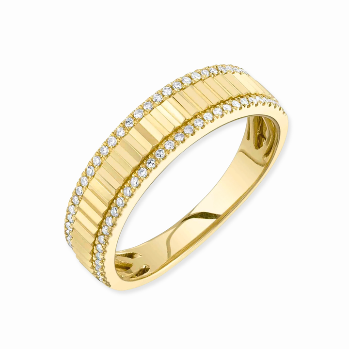 14K Fluted Diamond Stackable Ring