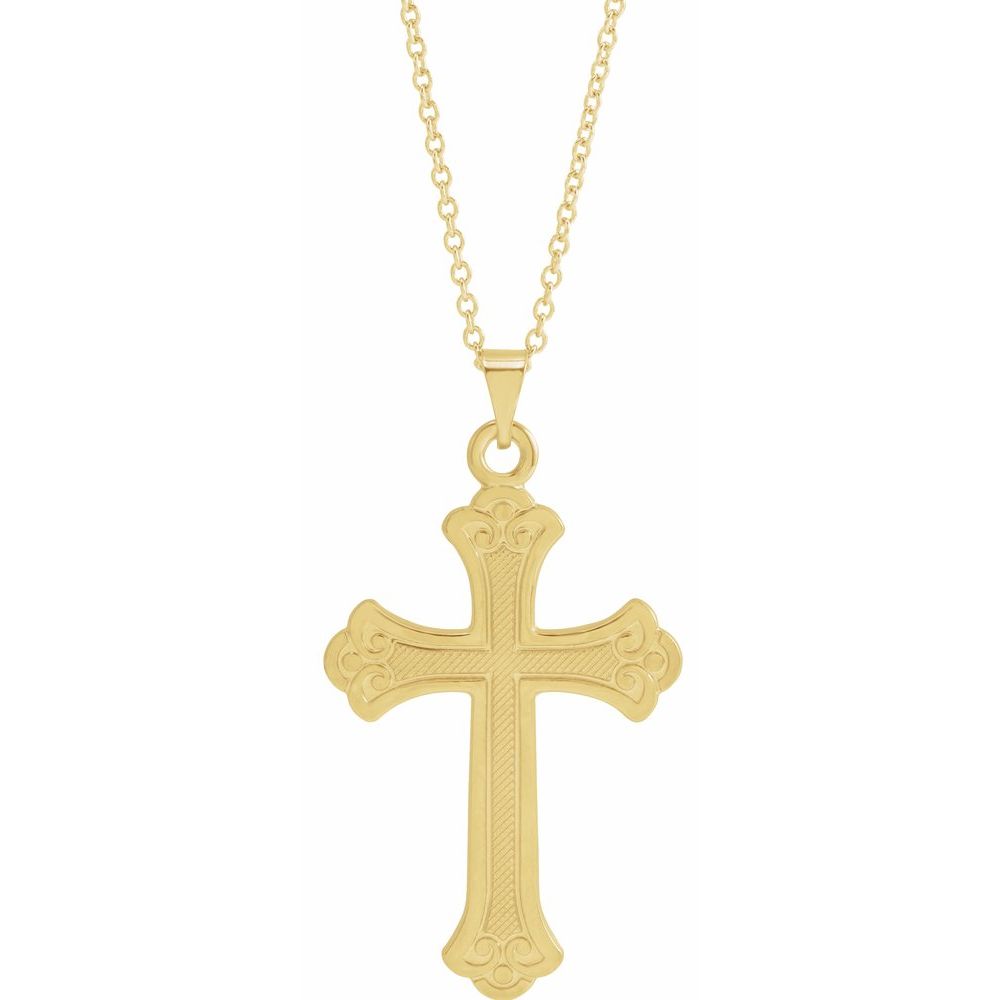 14K Textured Cross Necklace