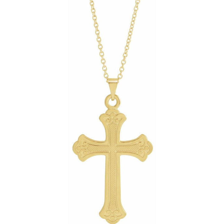 14K Textured Cross Necklace