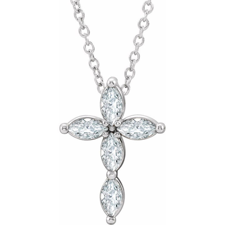 14K 1/3 CTW Natural Diamond Marquise Cross Necklace