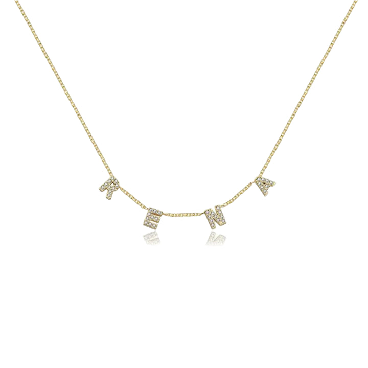 Pave Dangle Name Necklace