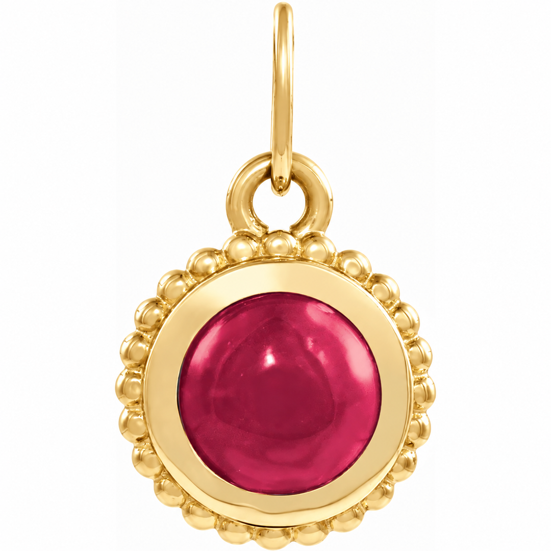 14K Beaded Cabochon Charm