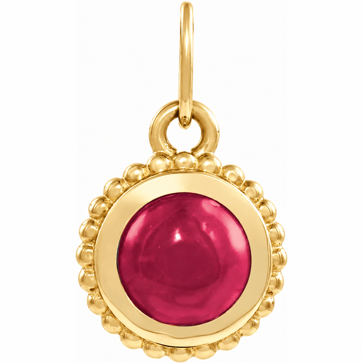 14K Beaded Cabochon Charm