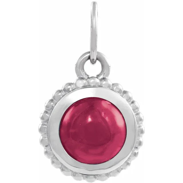 14K Beaded Cabochon Charm