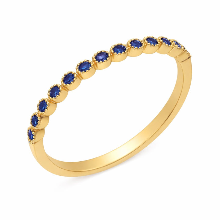 14K Milgrain Gemstone Anniversary Band