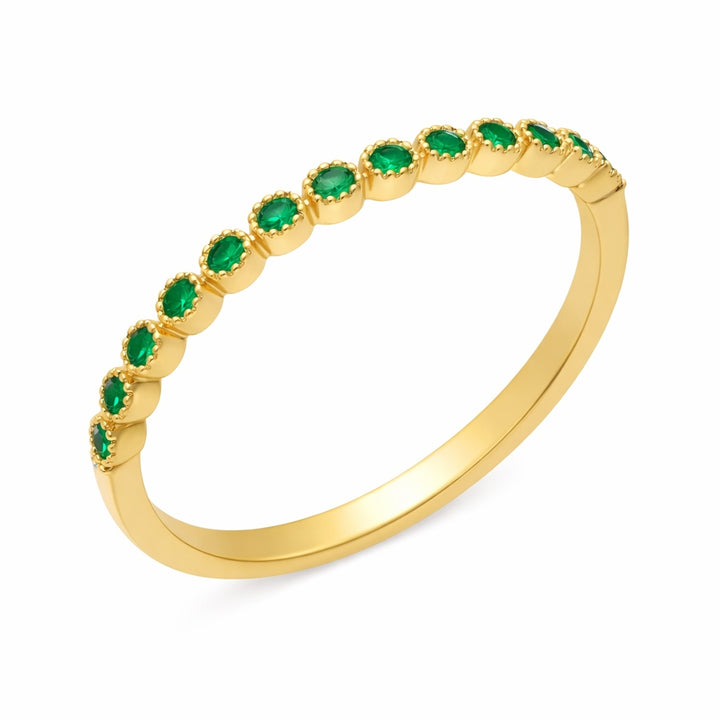 14K Milgrain Gemstone Anniversary Band