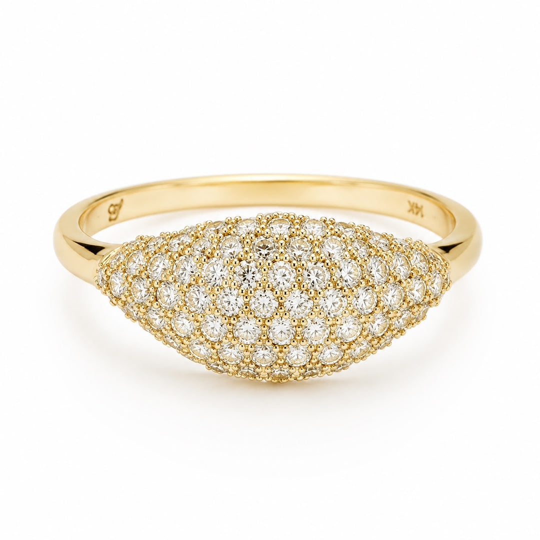 14KY .45 CTW Round Diamond Signet Pinky Ring