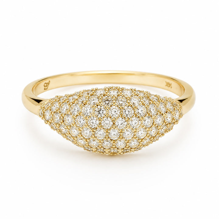 14KY .45 CTW Round Diamond Signet Pinky Ring
