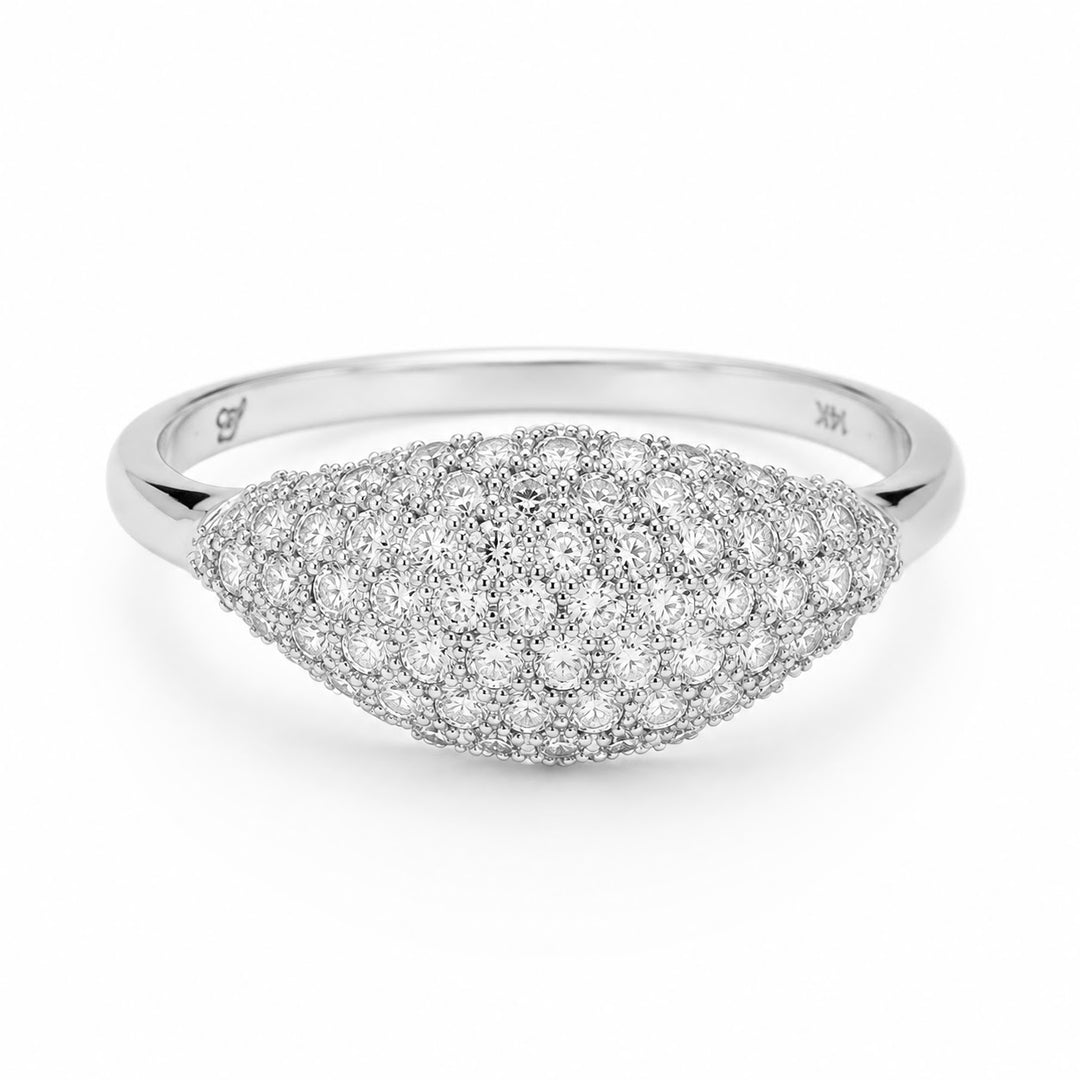 14KY .45 CTW Round Diamond Signet Pinky Ring
