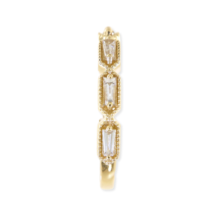 14K Tapered Baguette Diamond Milgrain Stack Ring