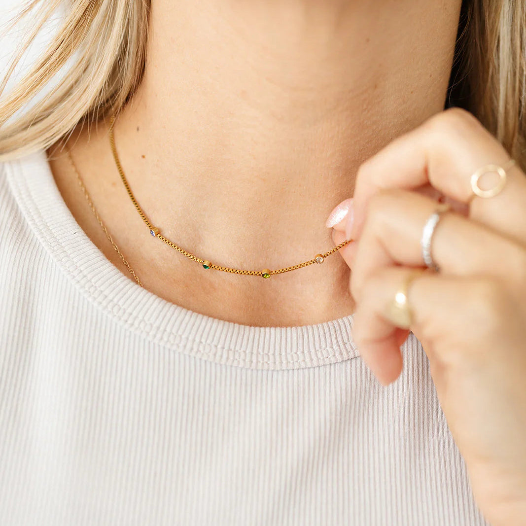 Rainbow Gem Station Necklace
