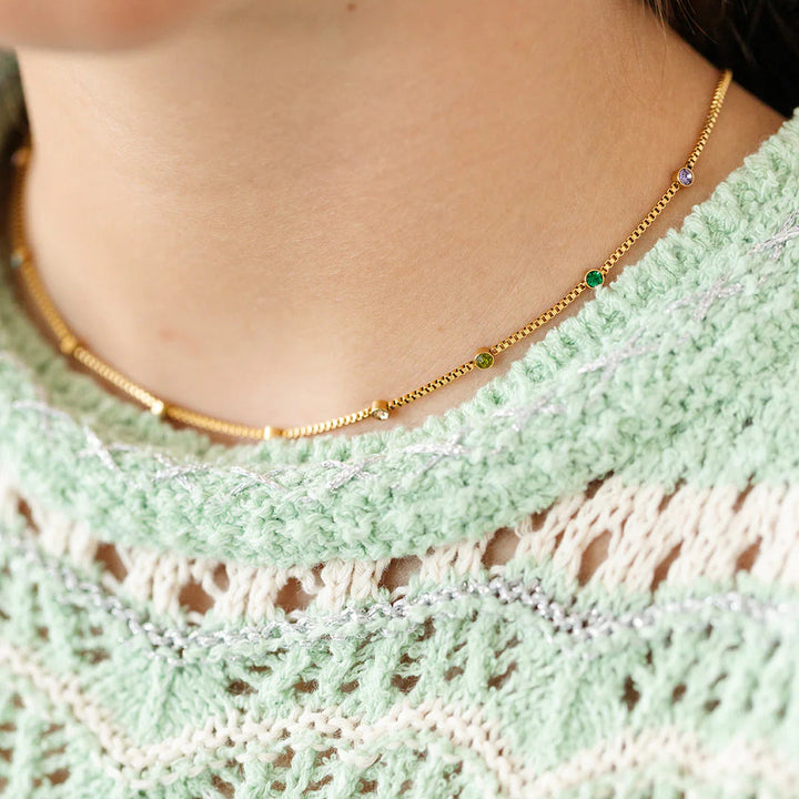 Rainbow Gem Station Necklace