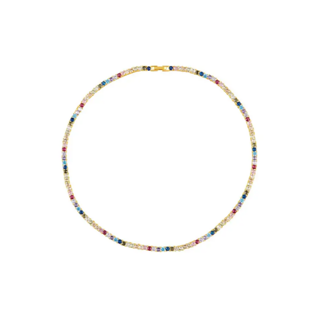 Rainbow Gemstone Tennis Necklace