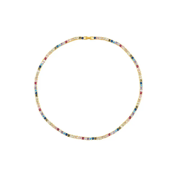 Rainbow Gemstone Tennis Necklace