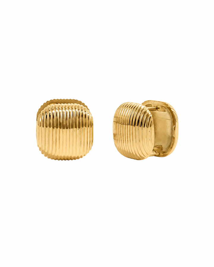 Ribbed Square Statement Earrings-Embark Fine Jewelry