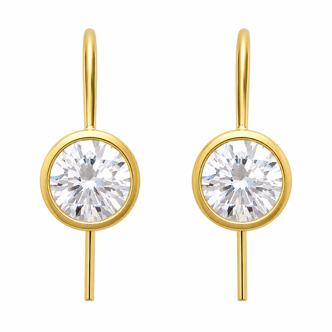 Round Bezel Fishhook Studs-Embark Fine Jewelry