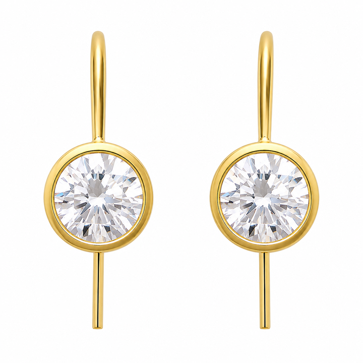 Round Bezel Fishhook Studs-Embark Fine Jewelry
