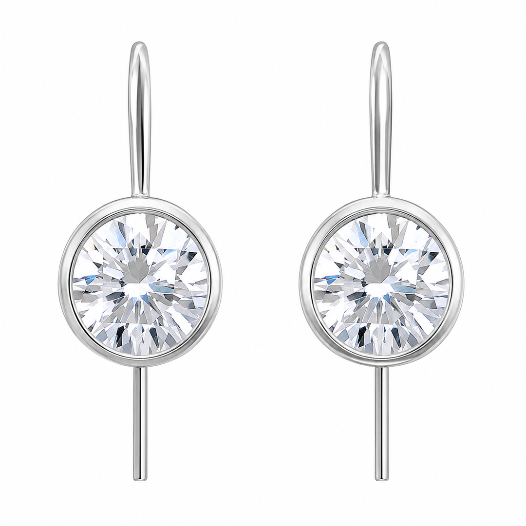 Round Bezel Fishhook Studs-Embark Fine Jewelry