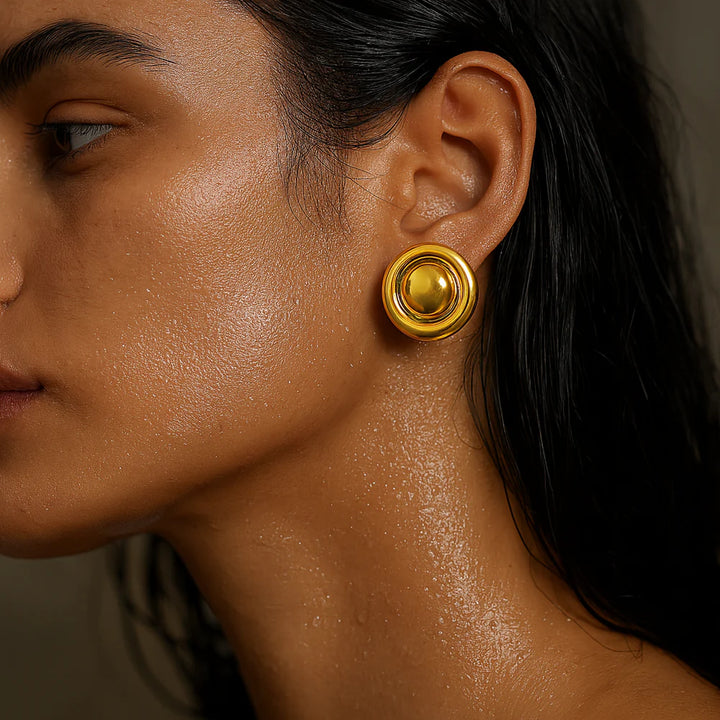 Round Button Earrings