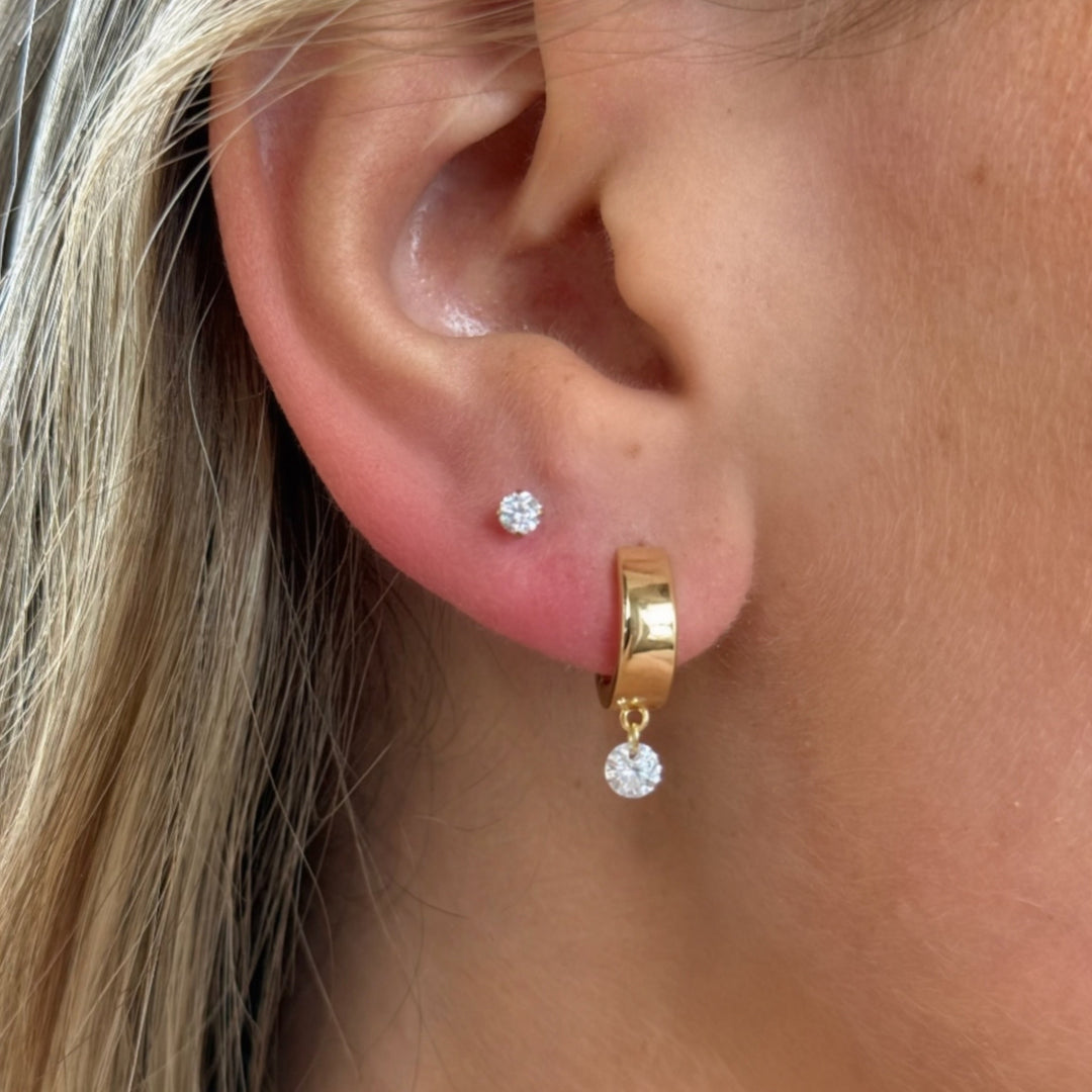 Round CZ Flat Back Stud (Smaller)