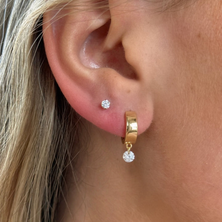 Round CZ Flat Back Stud (Smaller)
