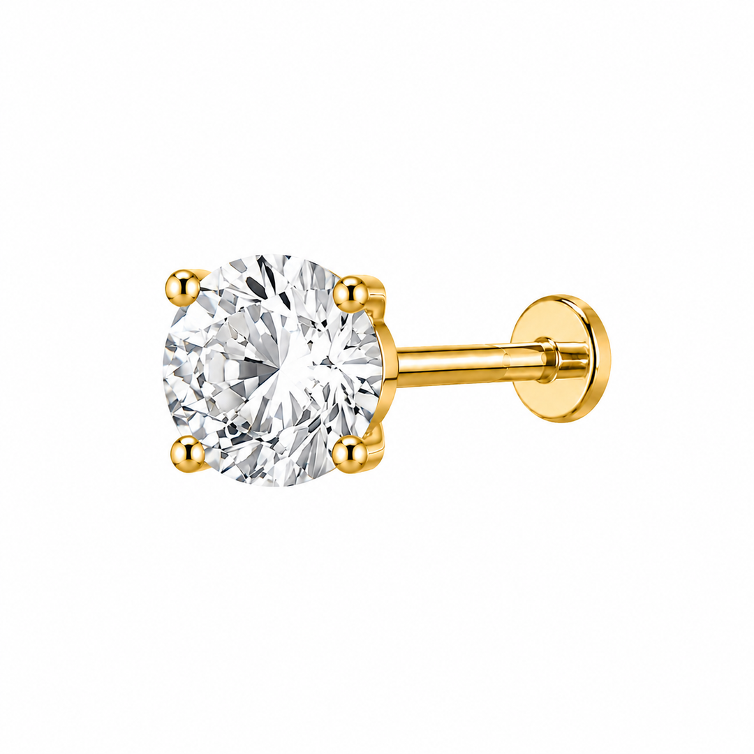 Round CZ Flat Back Stud (Larger)