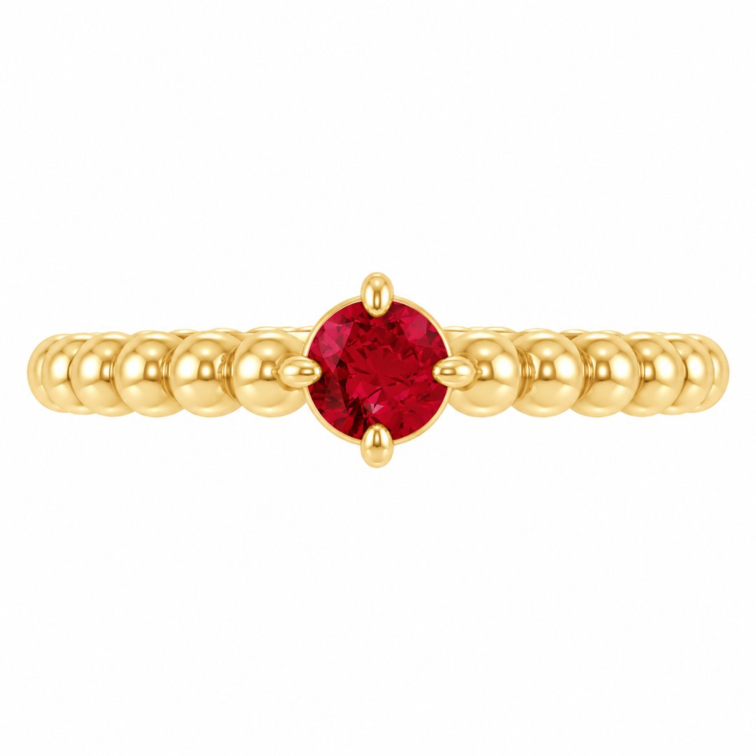 14K Gemstone Graduated Bead Ring