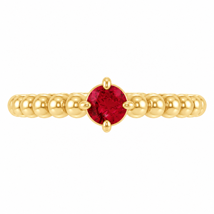 14K Gemstone Graduated Bead Ring