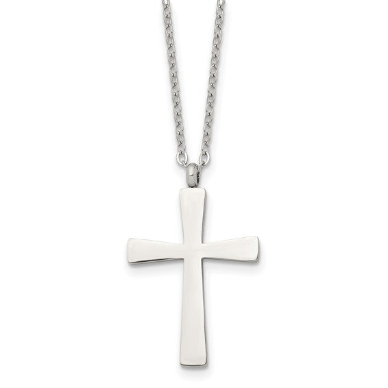 Stainless Steel Smooth Polished Cross Pendant Necklace