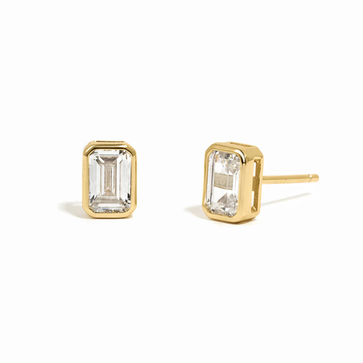 Emerald-Cut Bezel Studs