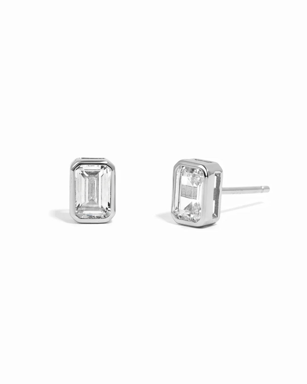 Emerald-Cut Bezel Studs