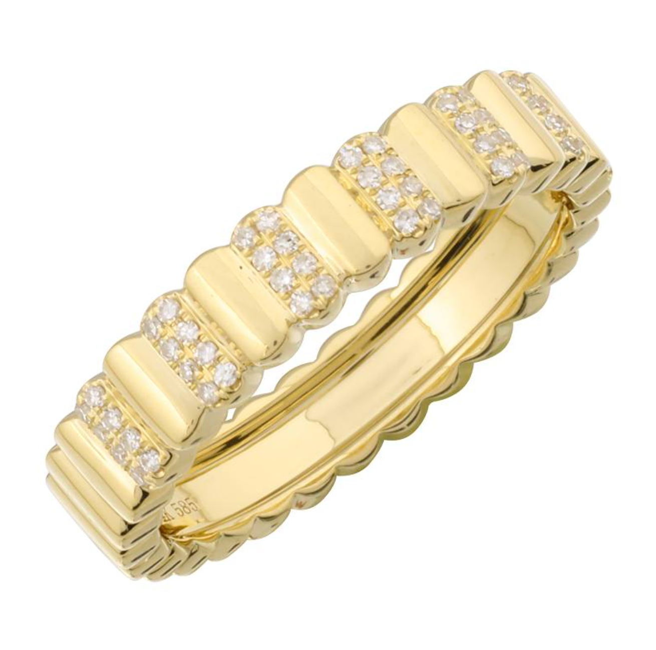 14KY .13 CTW Natural Diamond Textured Eternity Band